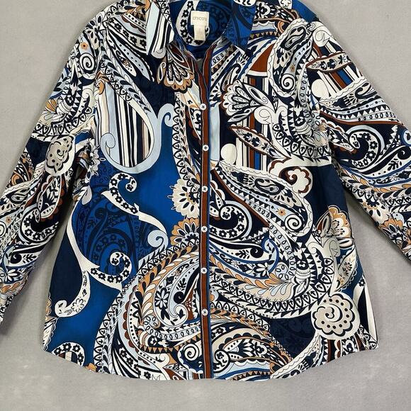 Chicos Sz 3 No-Iron Top Women Plus Sz 16 XL Work Wear Casual Comfortable Paisley - Picture 5 of 16